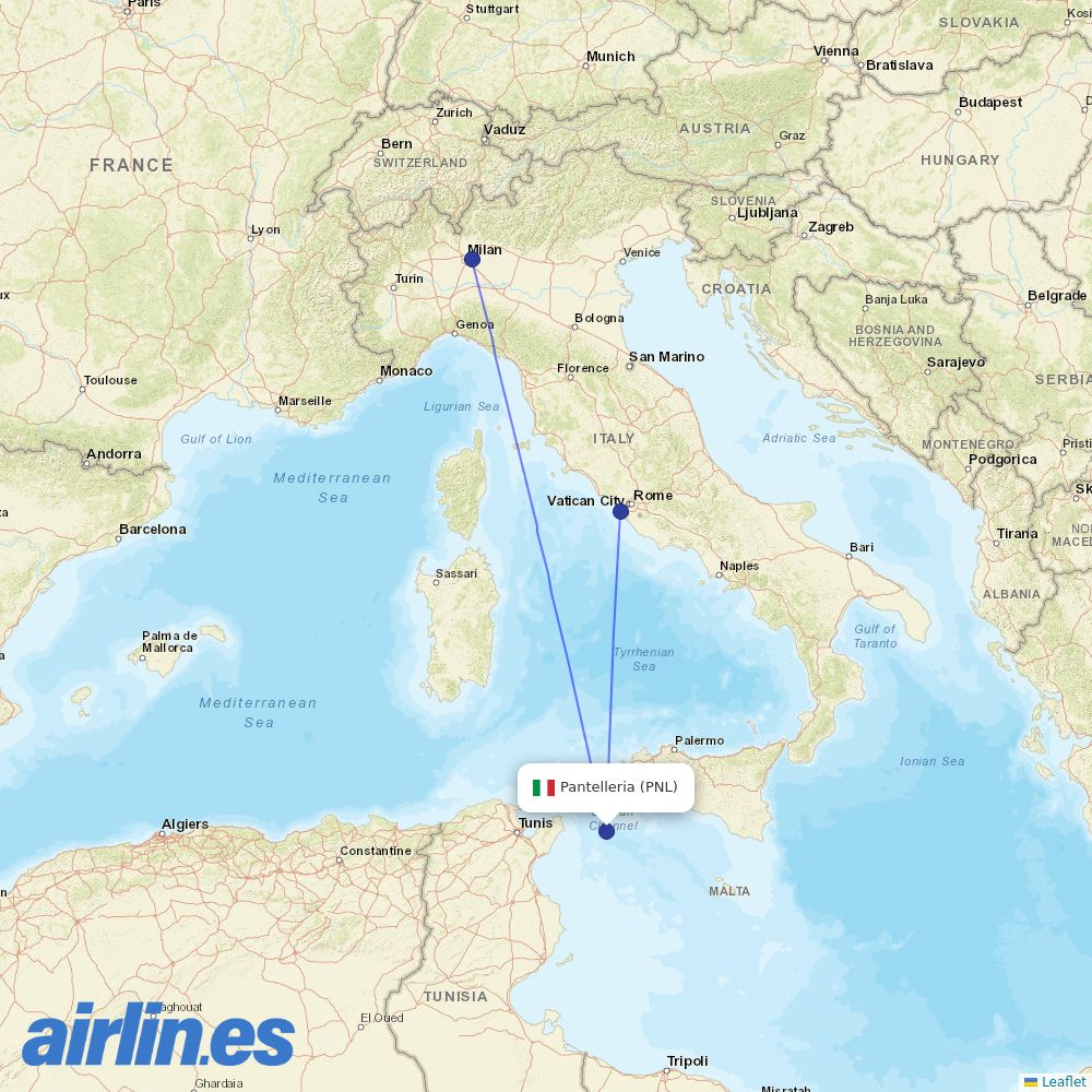 ITA Airways from Pantelleria destination map