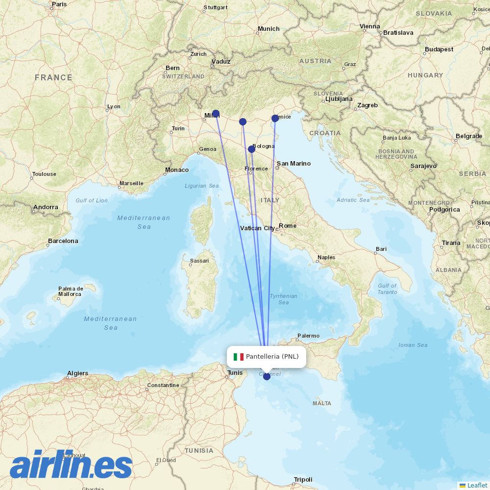 Volotea from Pantelleria destination map