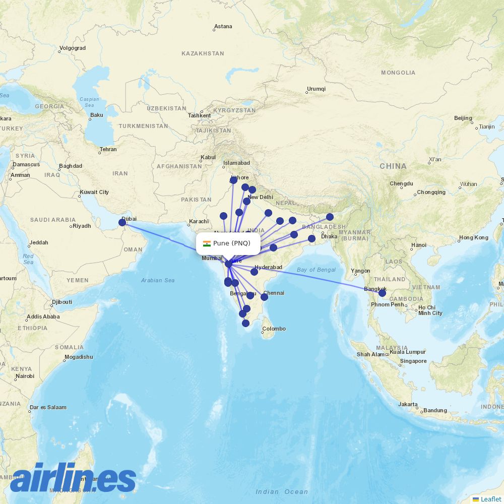 IndiGo at PNQ route map