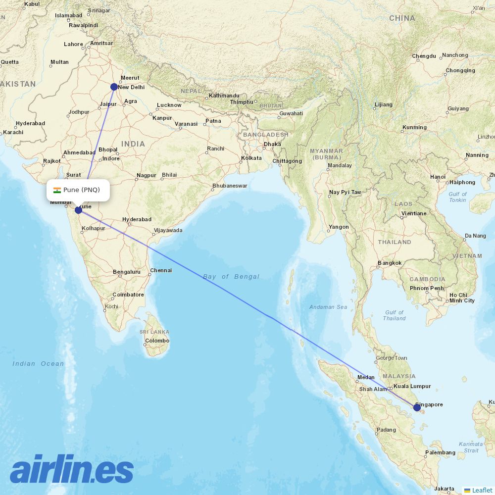 Air India at PNQ route map
