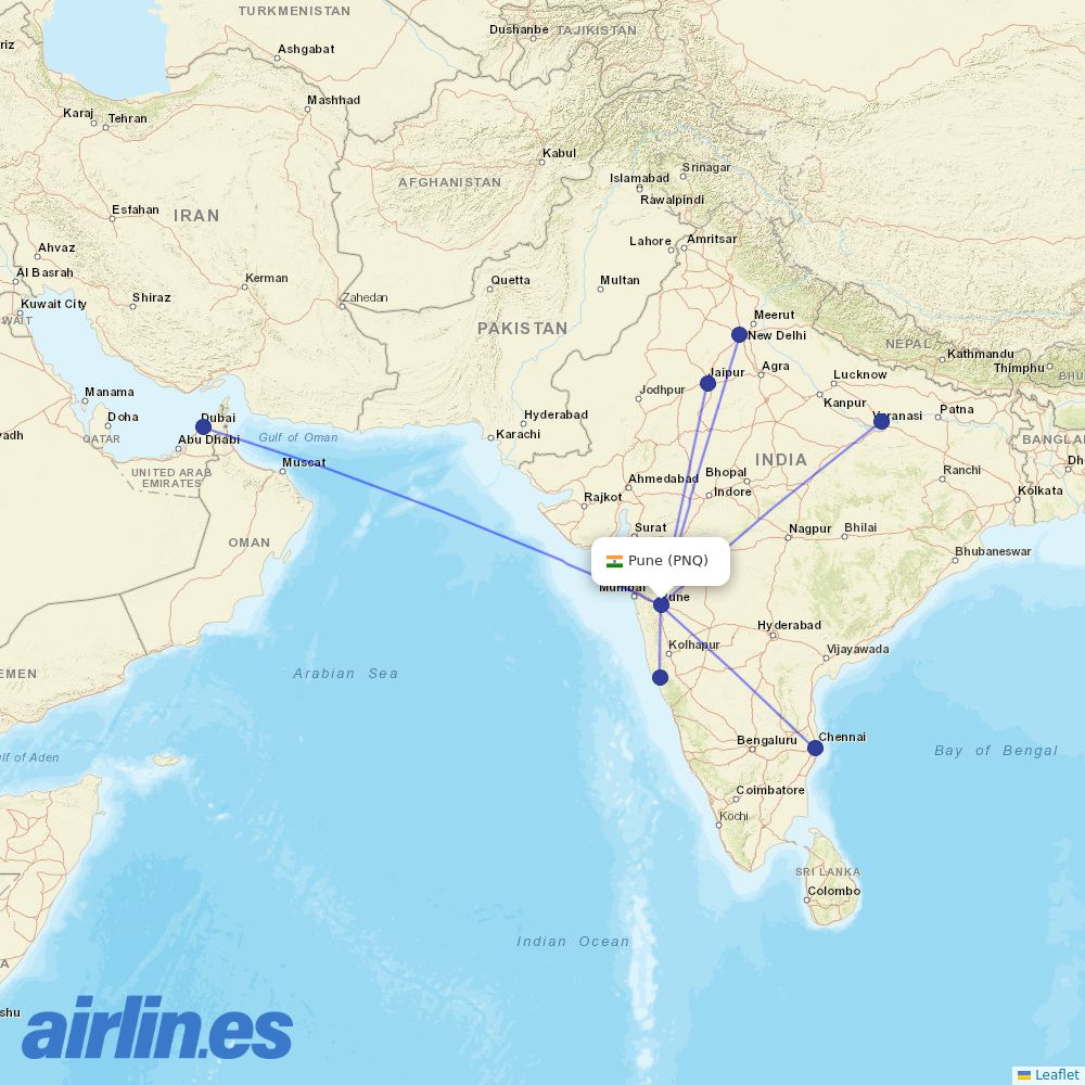 SpiceJet at PNQ route map