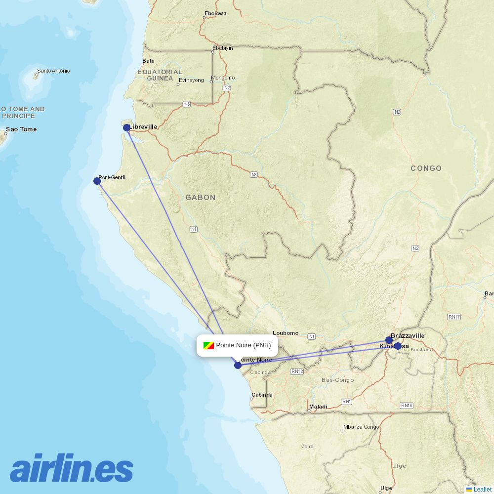 Afrijet at PNR route map