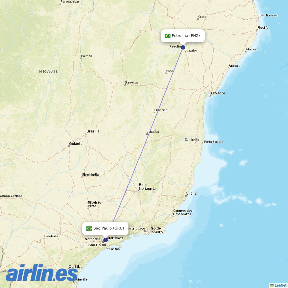 LATAM Airlines from Petrolina destination map