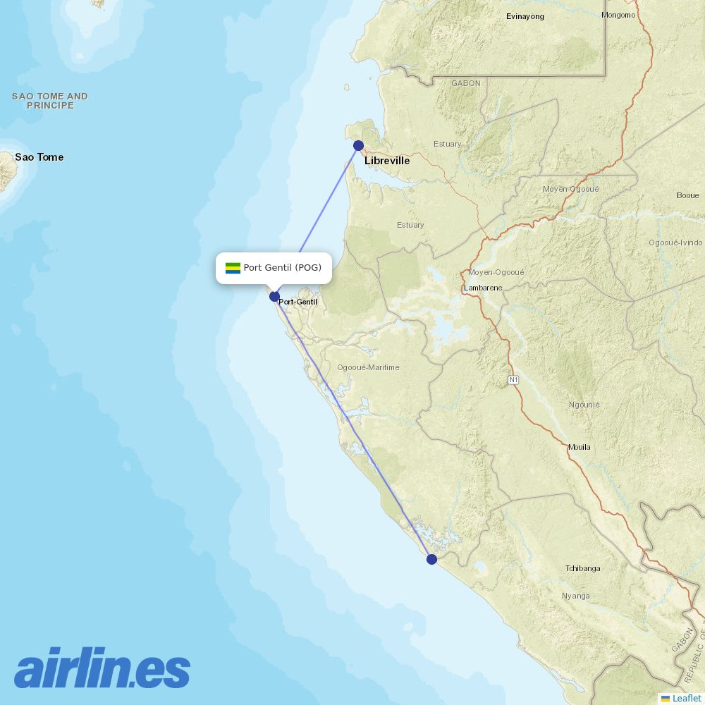 Afrijet at POG route map