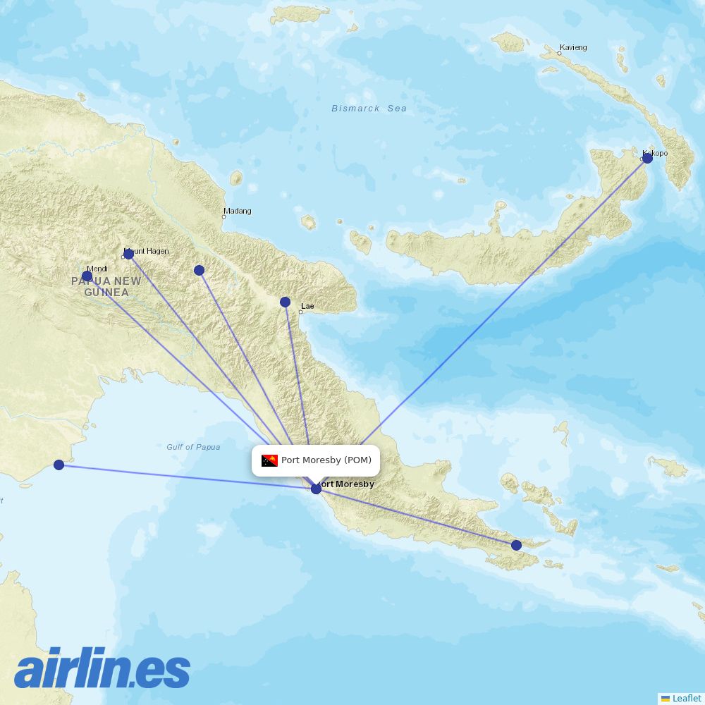 PNG Air from Port Moresby Jacksons International destination map