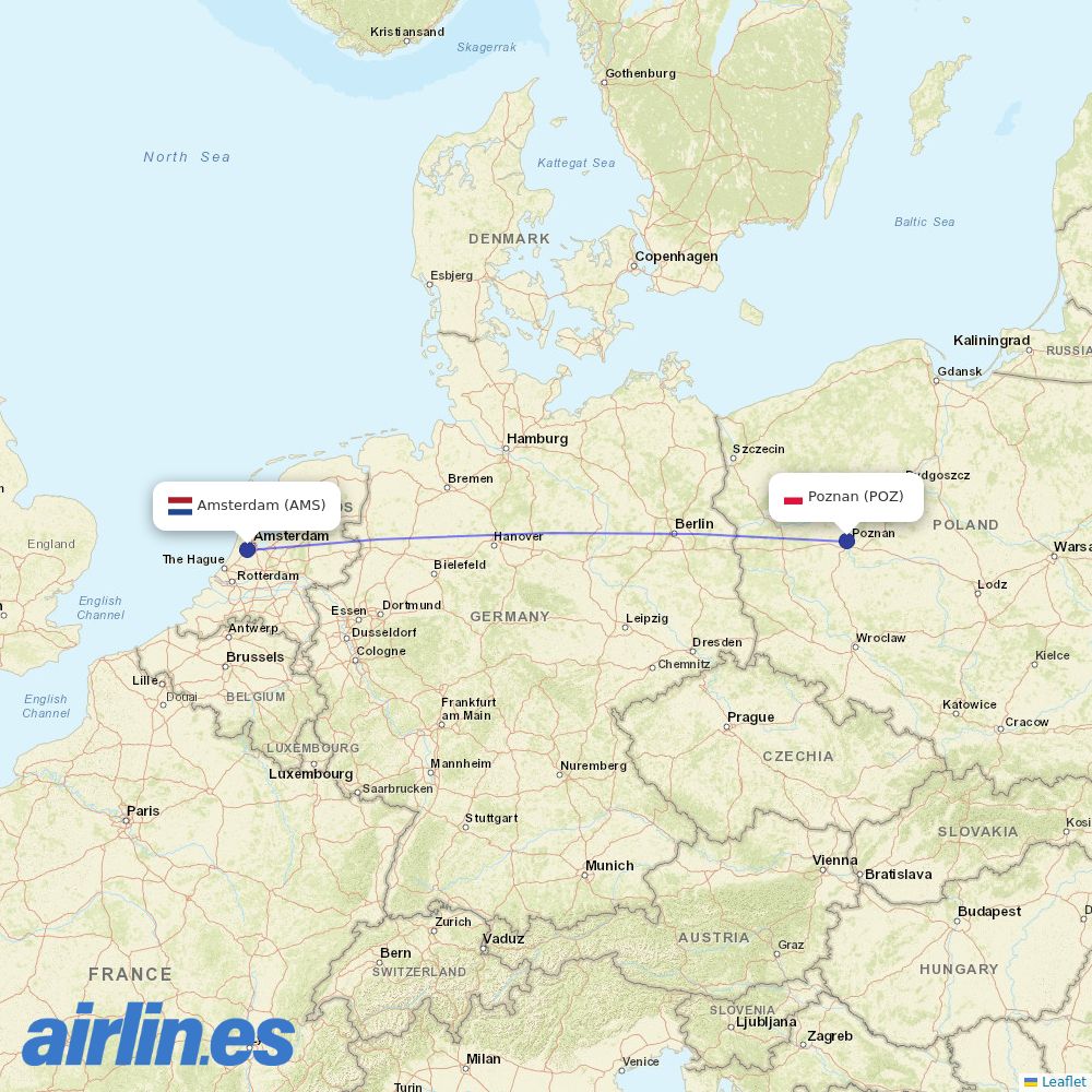 KLM from Lawica destination map