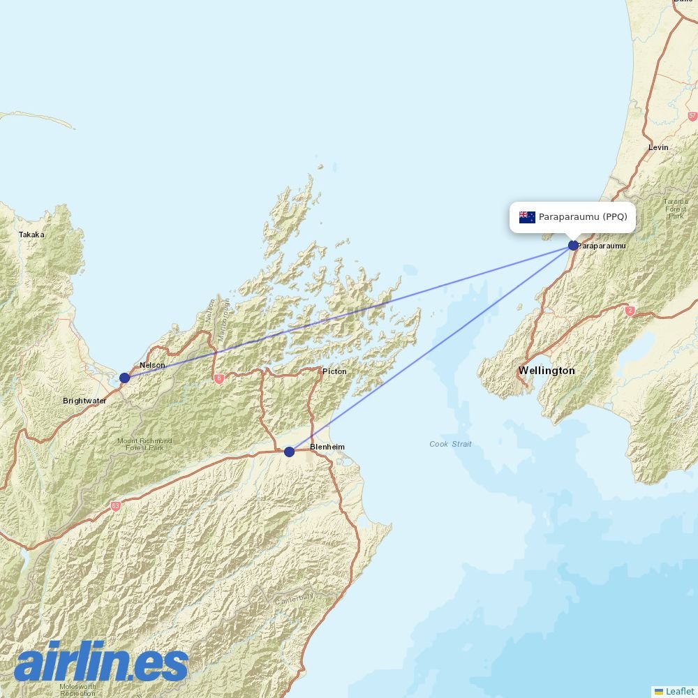 Sounds Air at PPQ route map