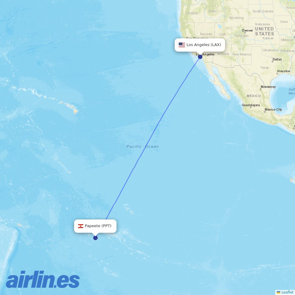 Air France from Faa\\'a International destination map