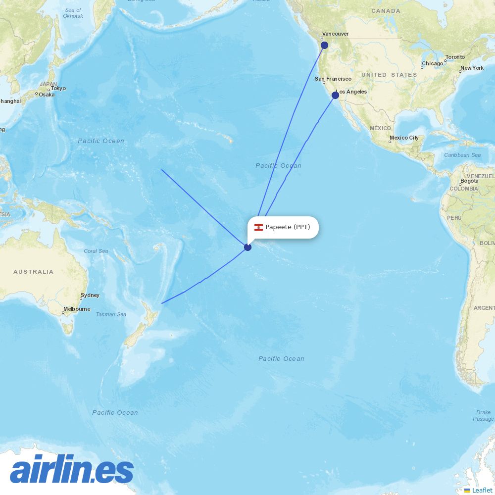Air Tahiti Nui at PPT route map