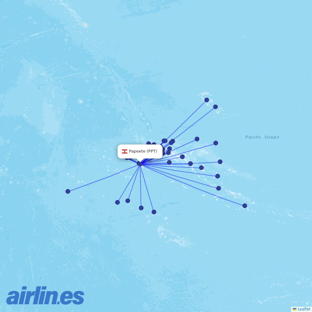 Air Tahiti from Faa\\'a International destination map