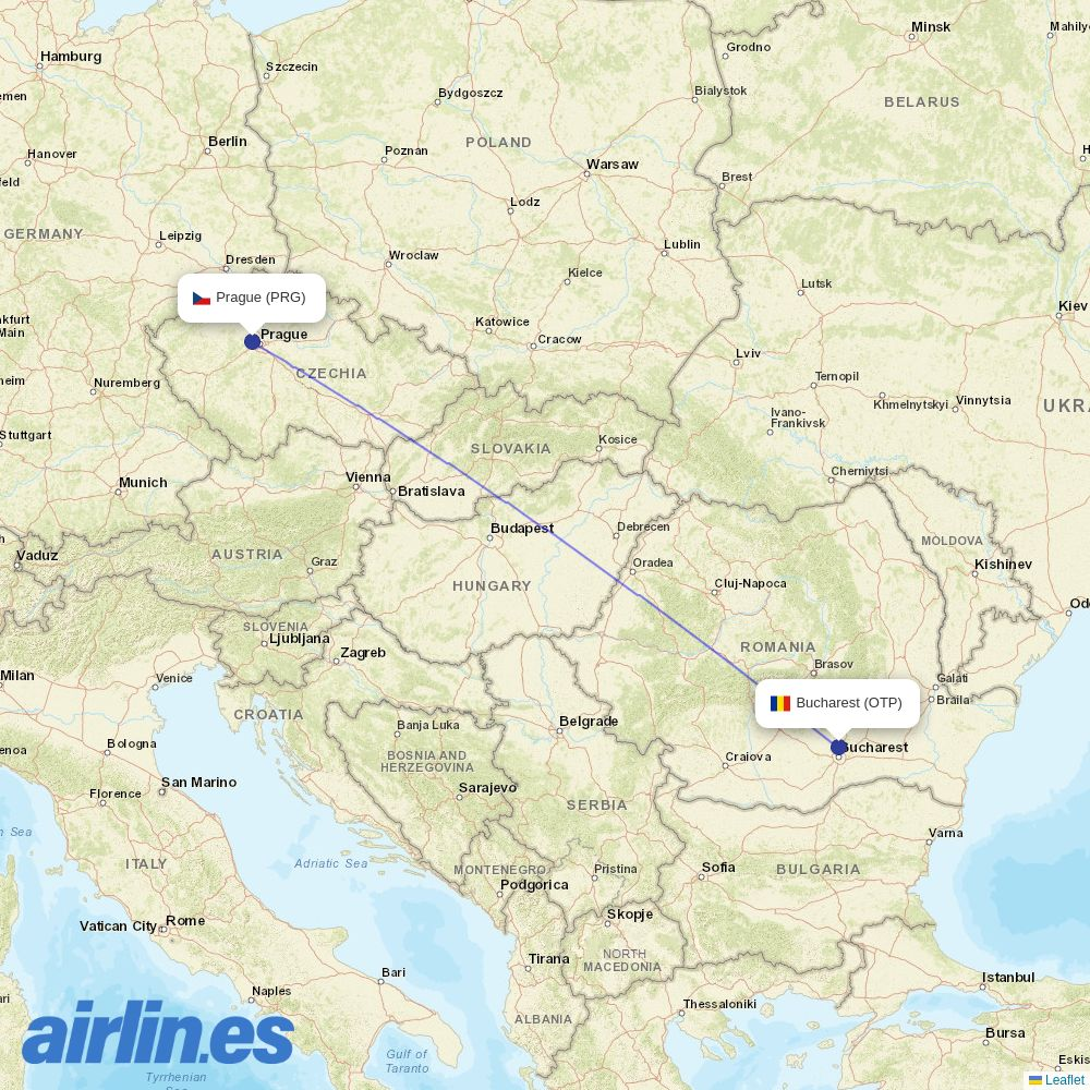 Animawings from Václav Havel Airport Prague destination map