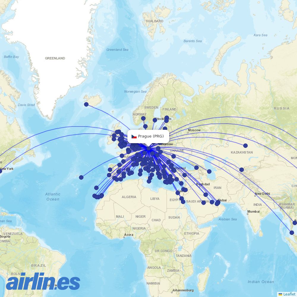 Lufthansa at PRG route map