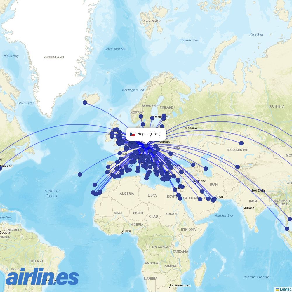 Wizz Air Malta from Václav Havel Airport Prague destination map