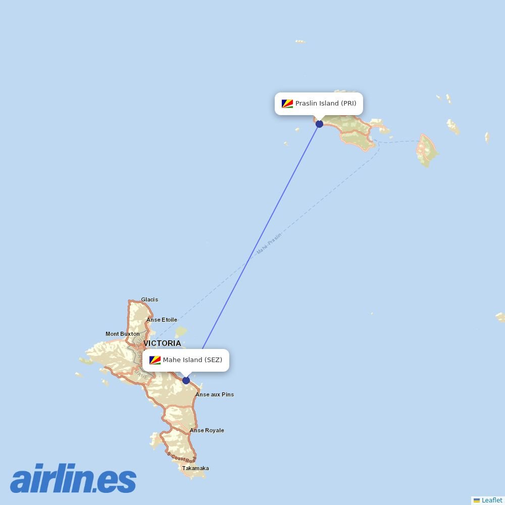 Air Seychelles at PRI route map