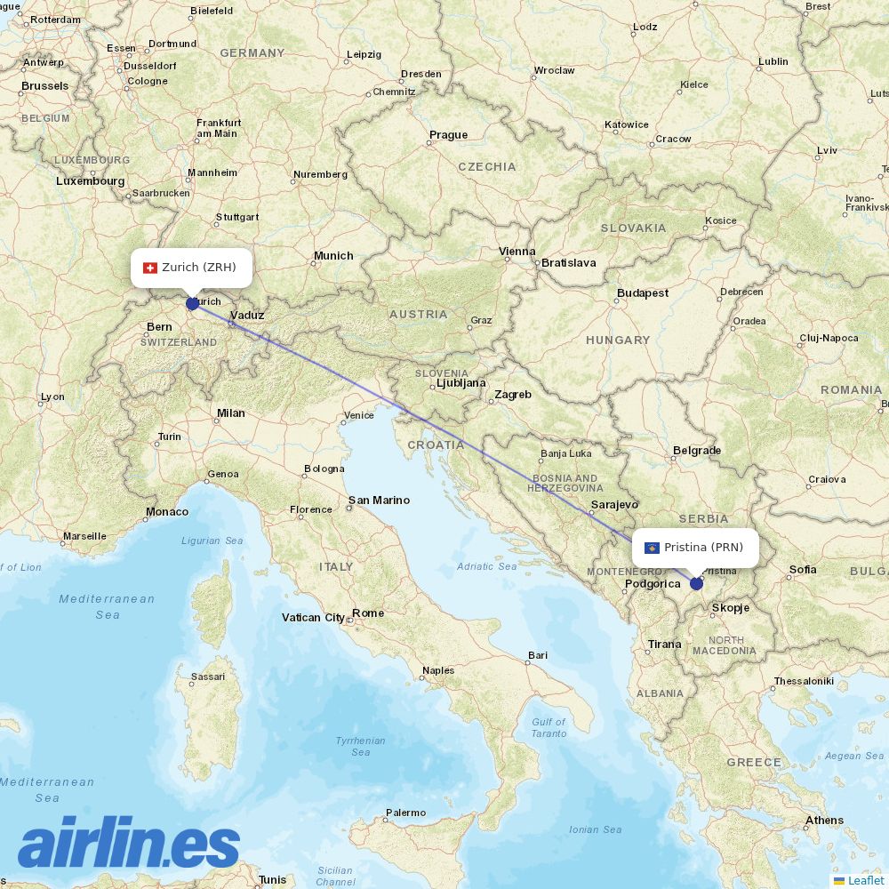 Edelweiss at PRN route map