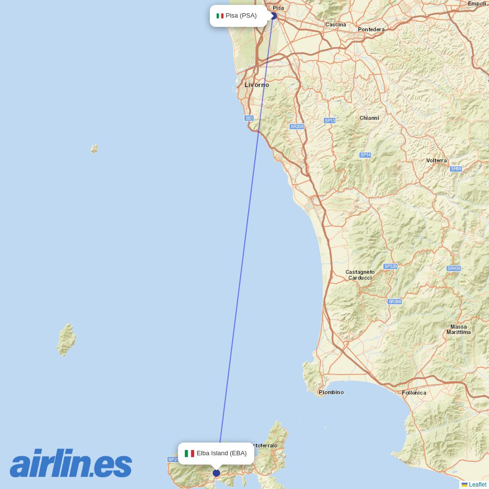 Polar Airlines from Pisa International Airport destination map