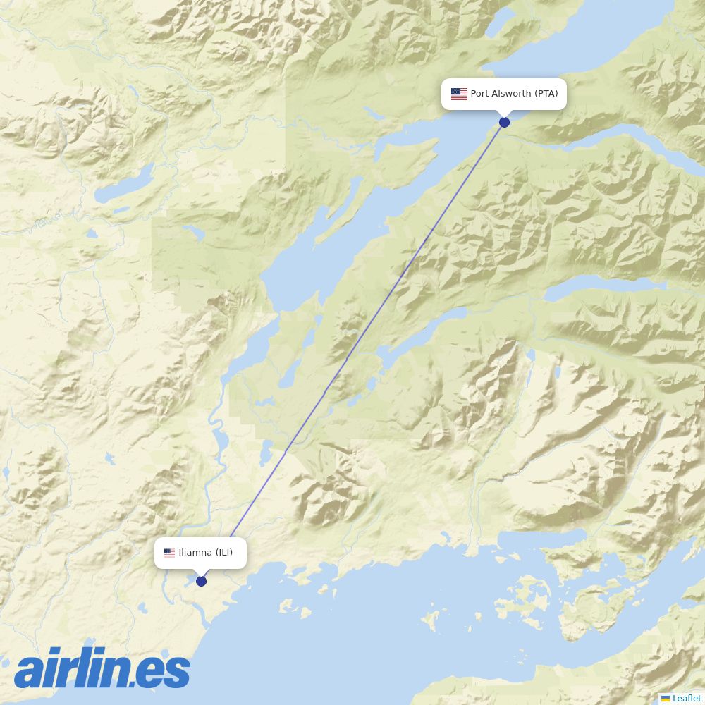 Iliamna Air Taxi at PTA route map