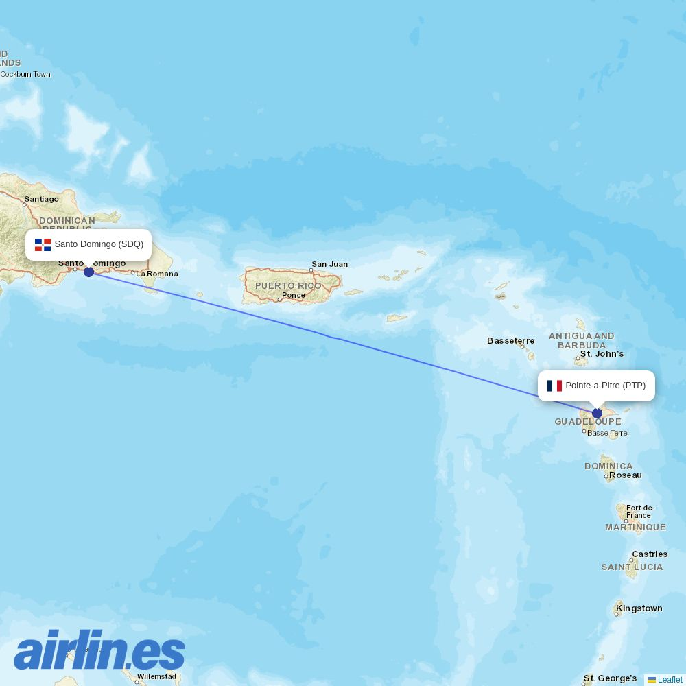 SKYhigh Dominicana at PTP route map