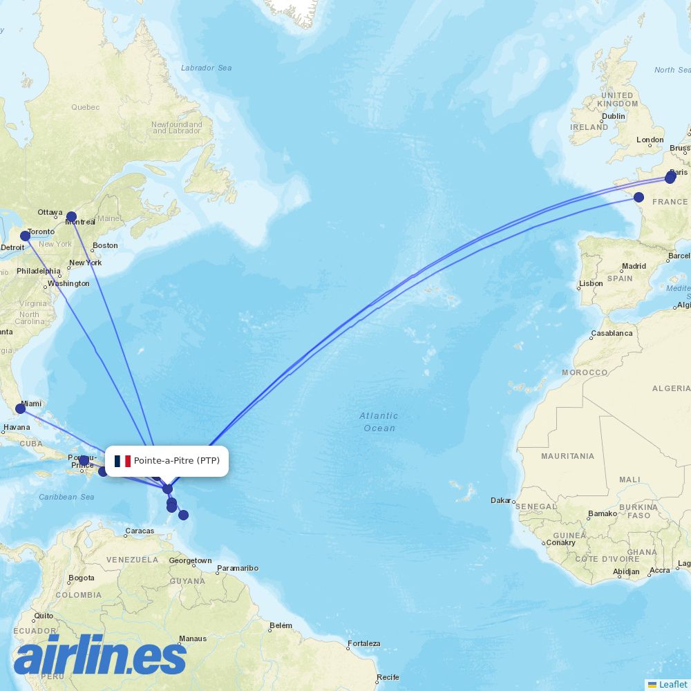 Air Caraibes at PTP route map
