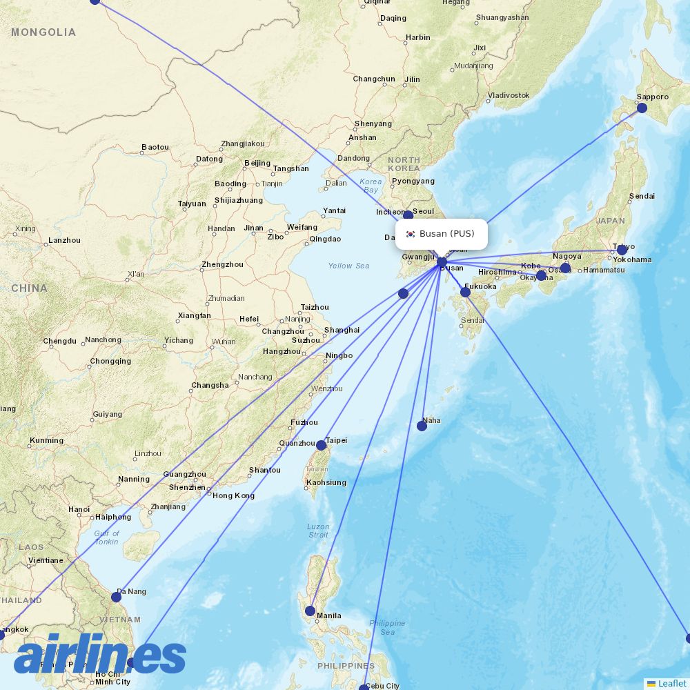 Jin Air at PUS route map