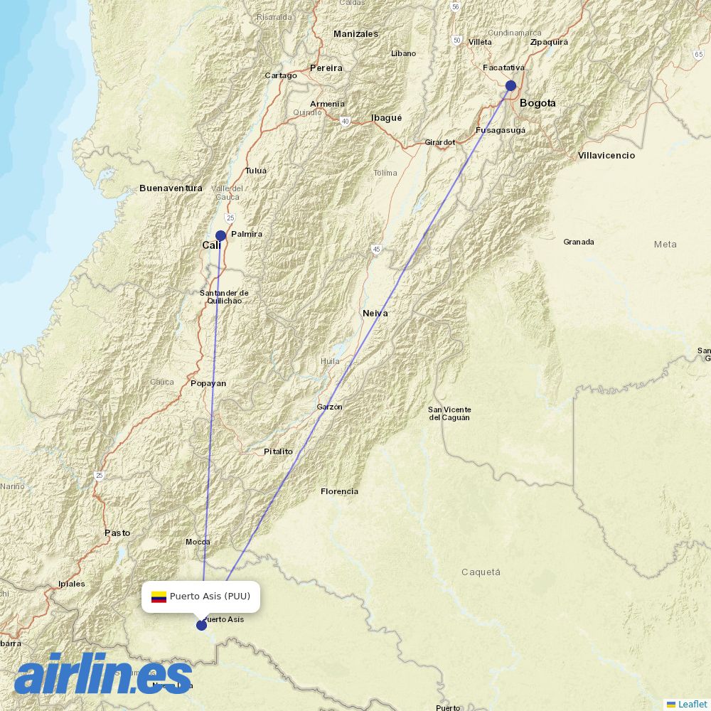 Clic Air from Tres De Mayo destination map