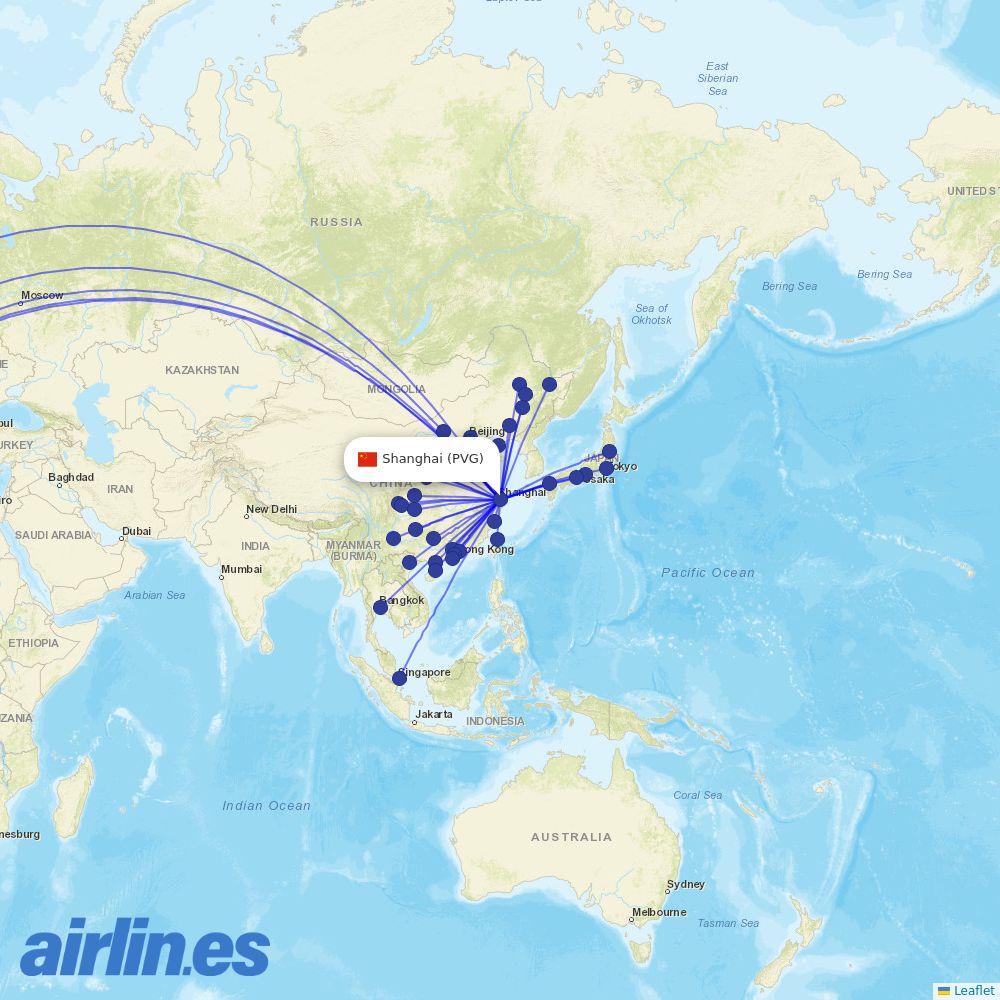 Air China at PVG route map