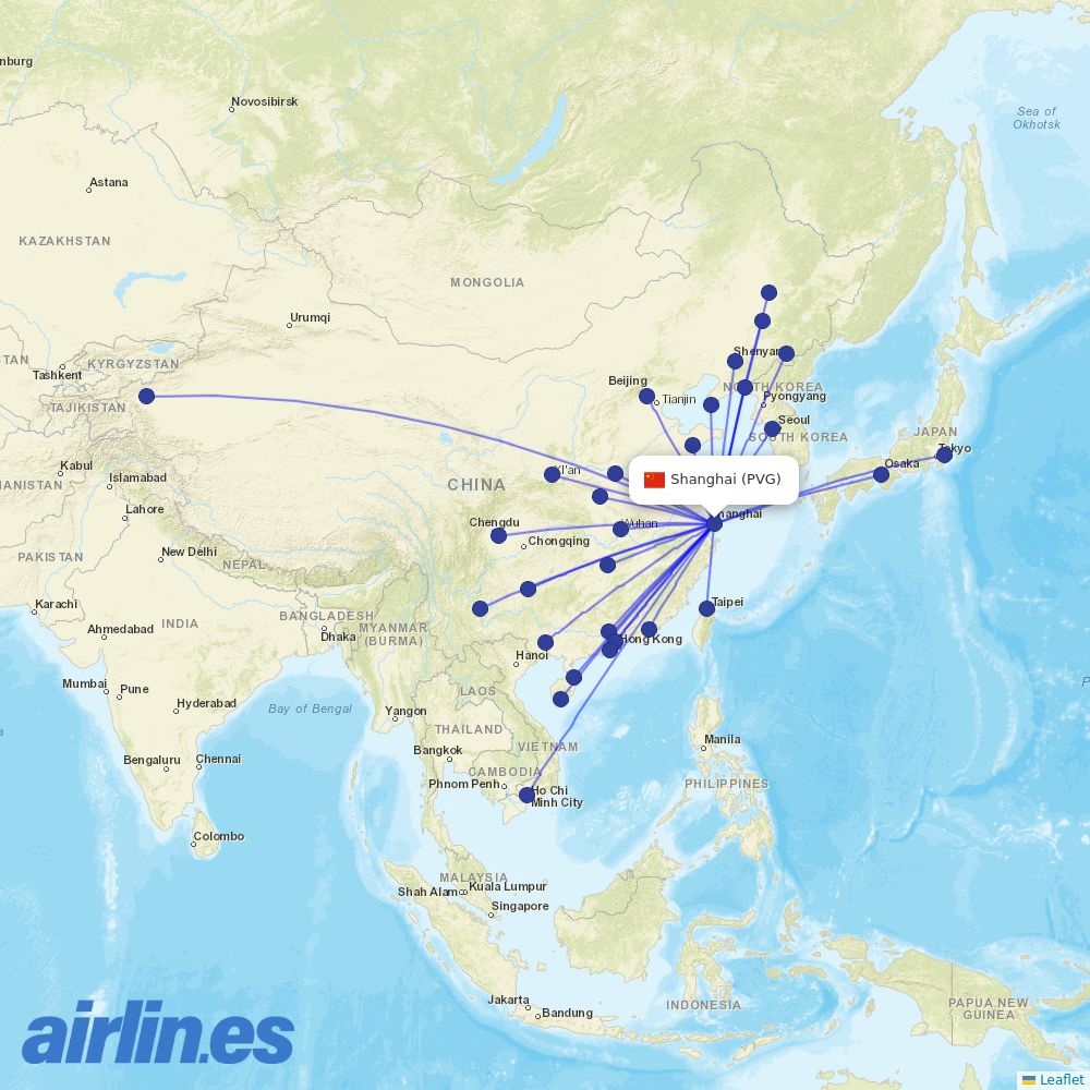 China Southern at PVG route map