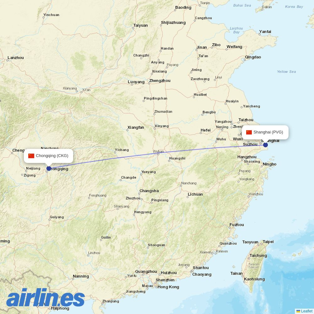 West Air (China) from Shanghai Pudong International Airport destination map