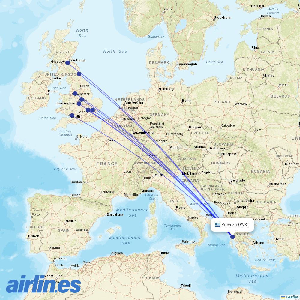 Jet2 from Aktio destination map