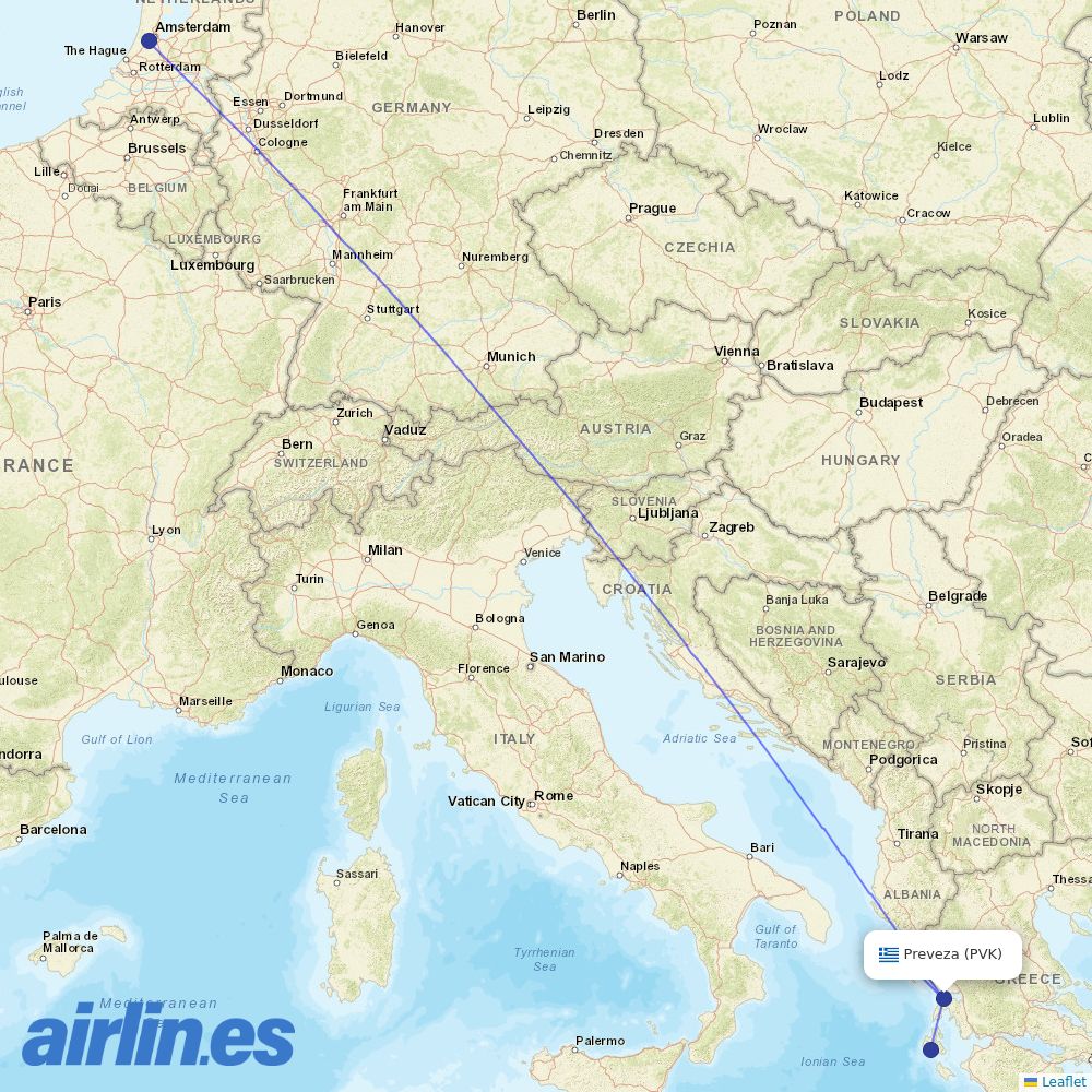 TUIfly Netherlands from Aktio destination map