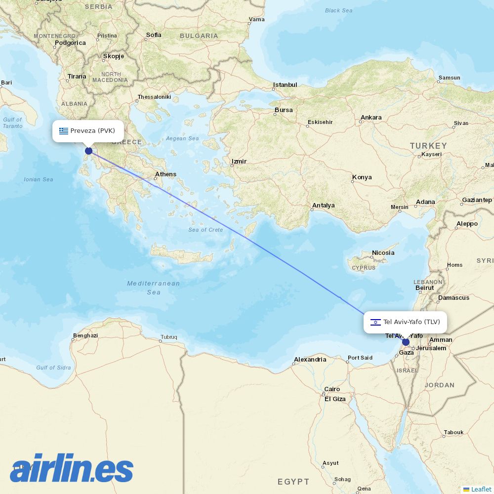 TUS Air at PVK route map