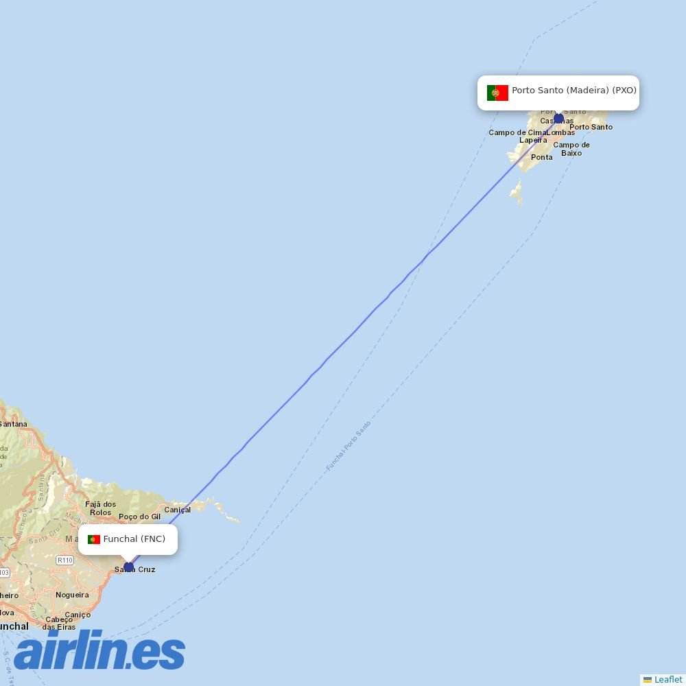 Binter Canarias at PXO route map