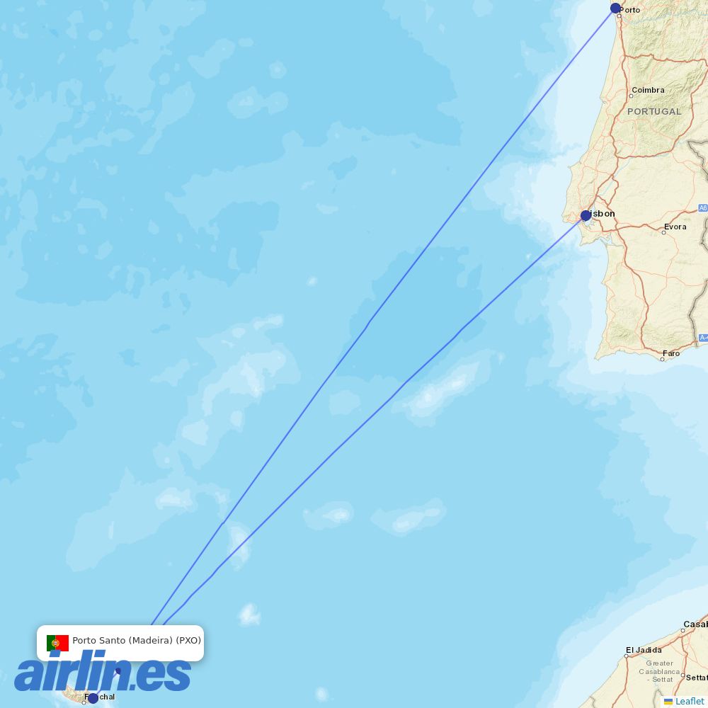 easyJet from Porto Santo destination map