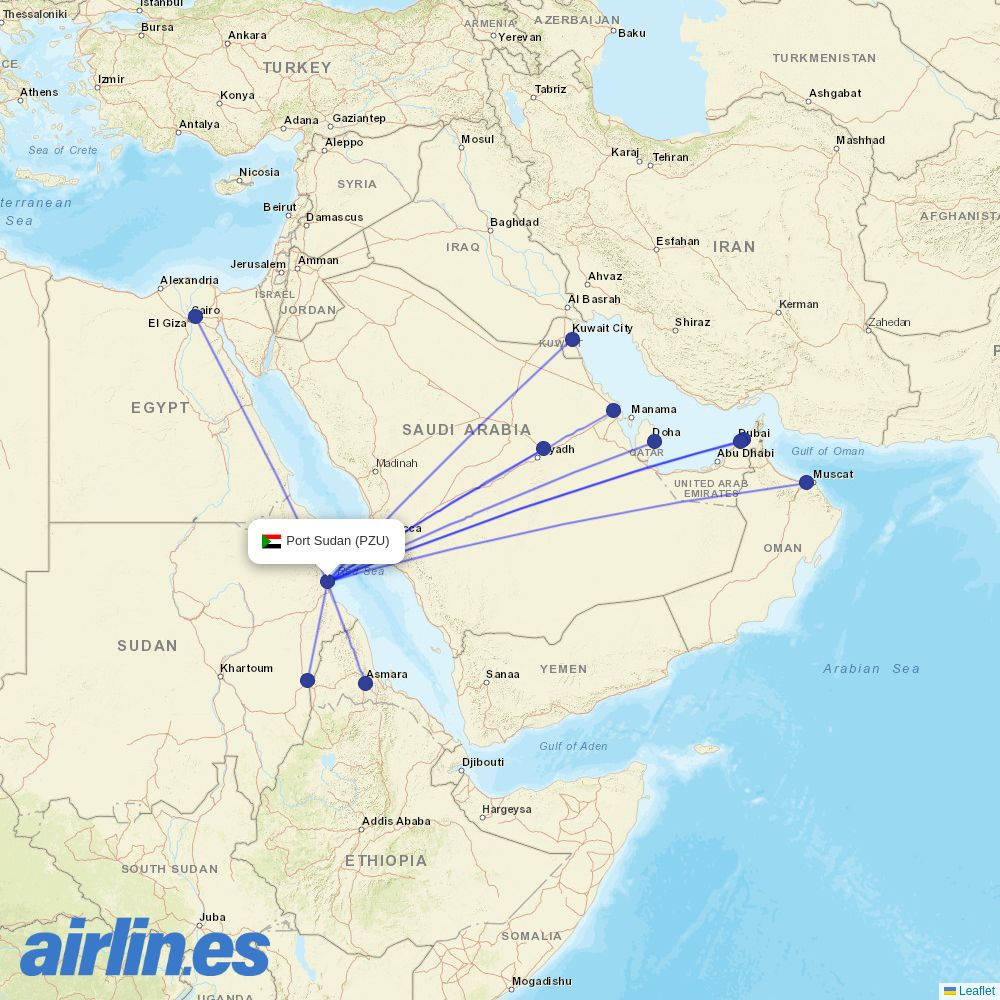 Tarco Aviation at PZU route map