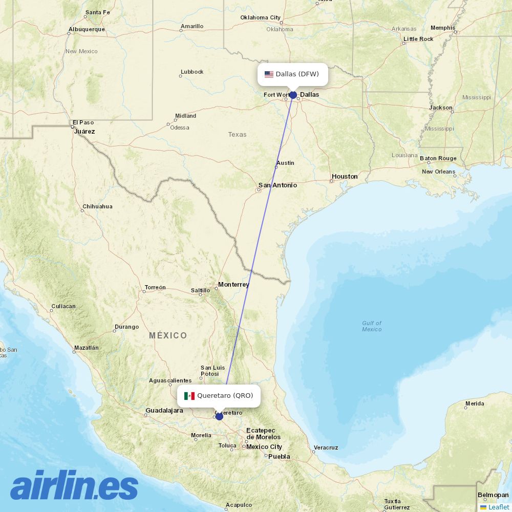 American Airlines from Ingeniero F Espinoza Gutierrez International destination map