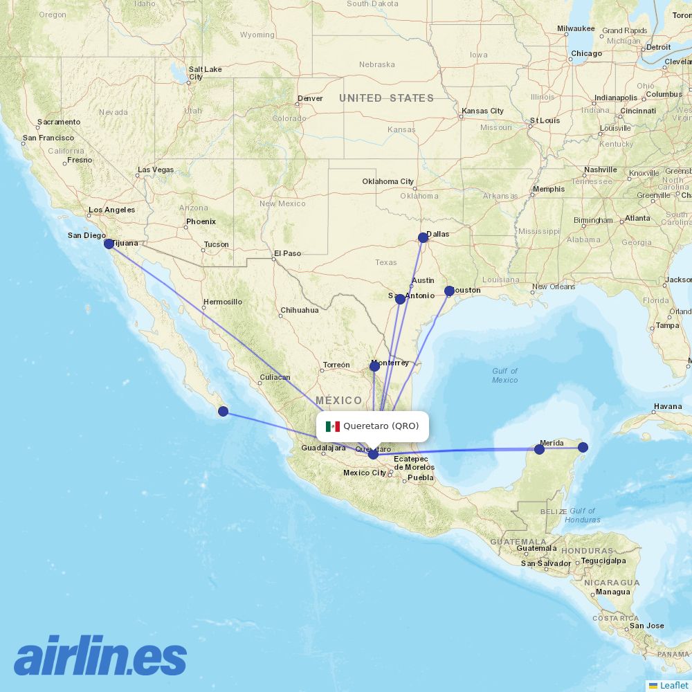 VivaAerobus from Ingeniero F Espinoza Gutierrez International destination map