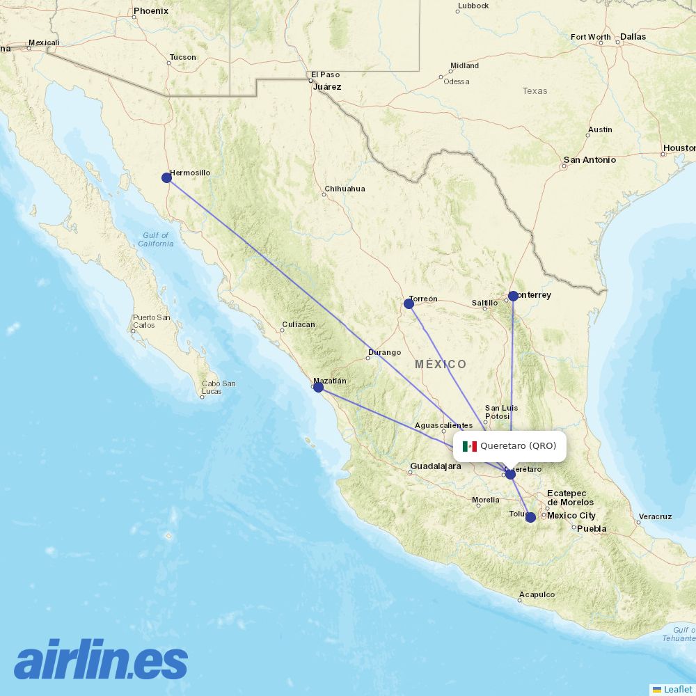 TAR Aerolineas at QRO route map