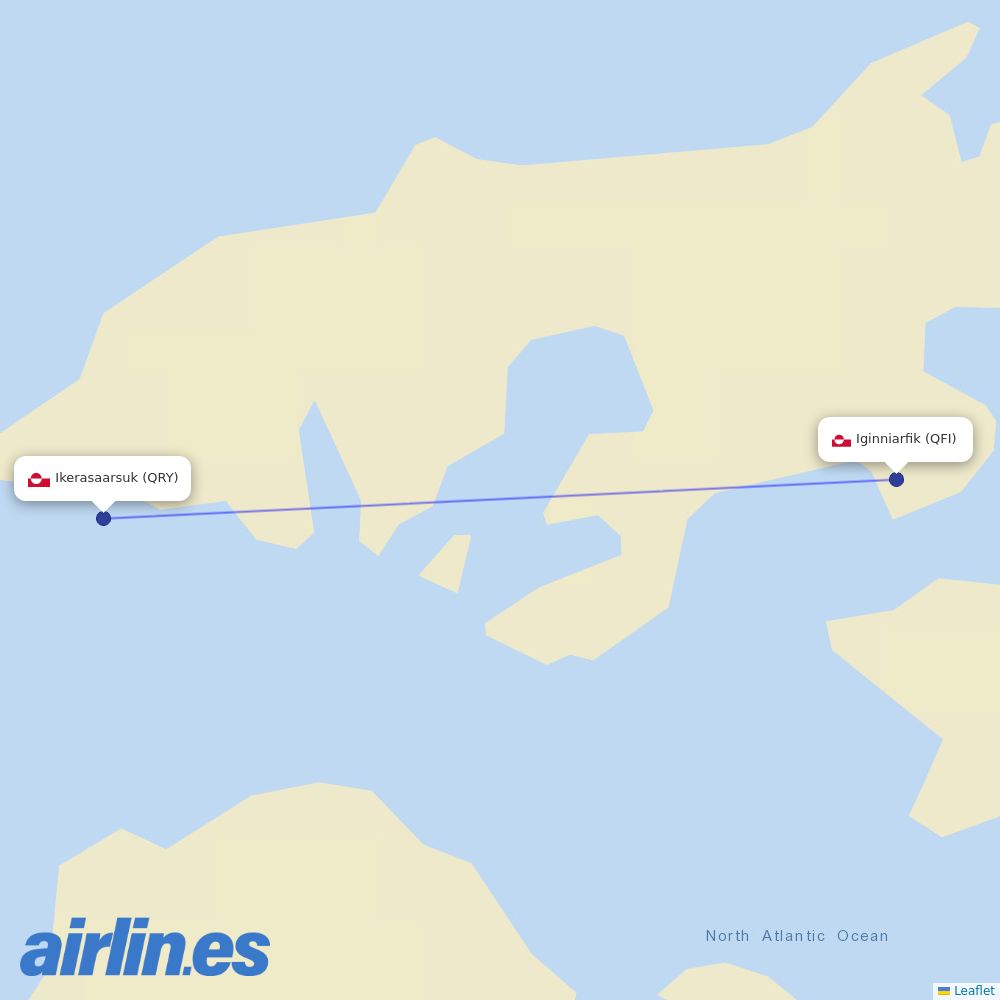 Air Greenland from Ikerasaarsuk Heliport destination map
