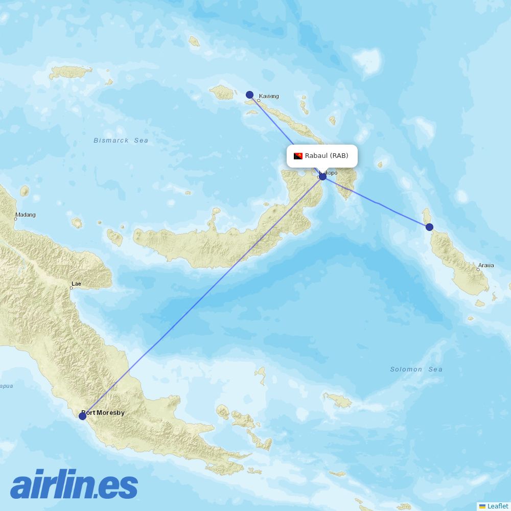Air Niugini at RAB route map