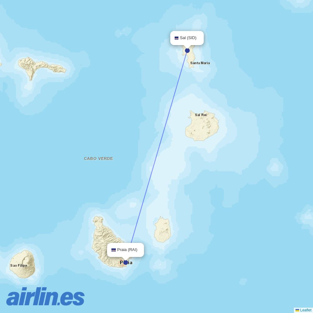 Transavia France from Praia destination map