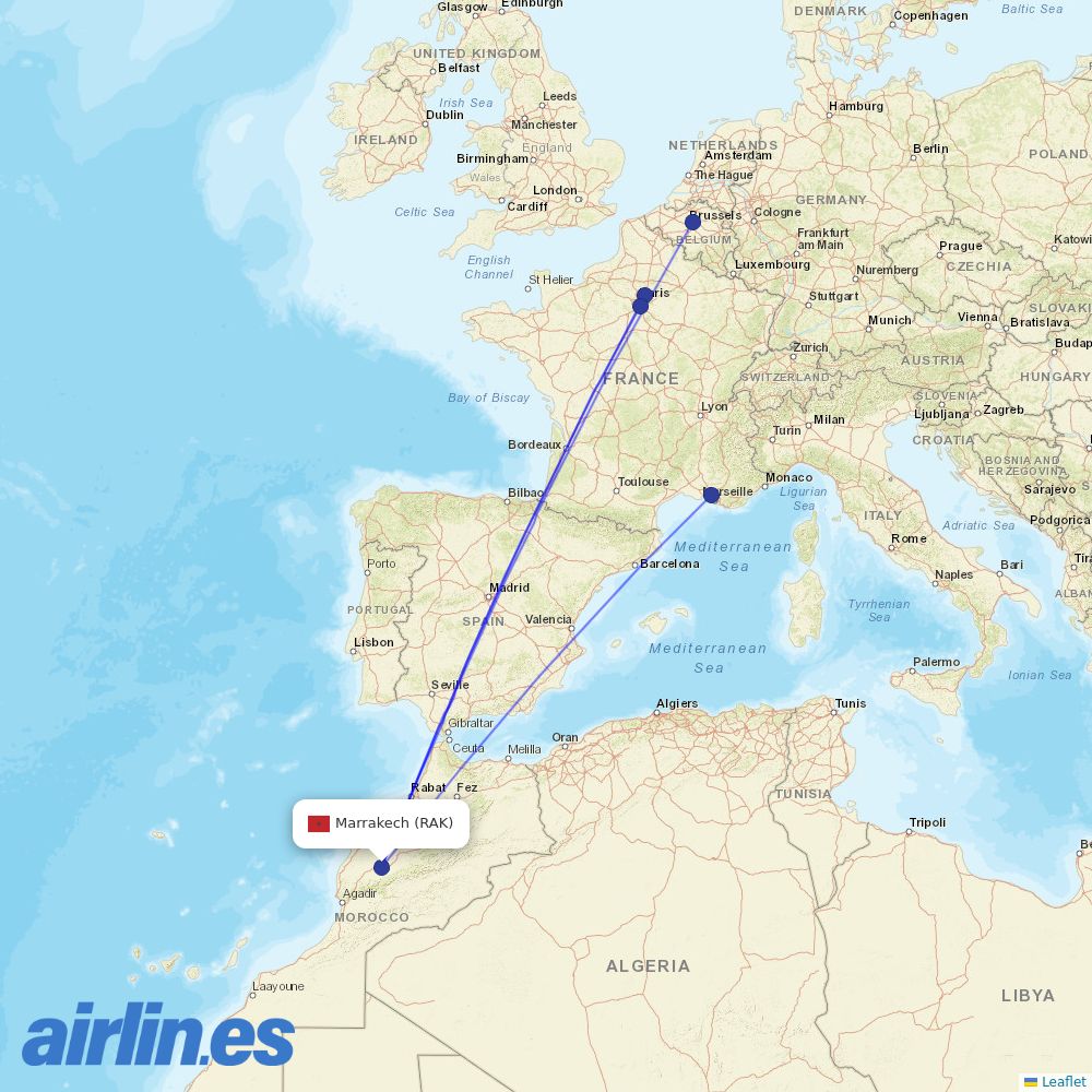 Royal Air Maroc at RAK route map