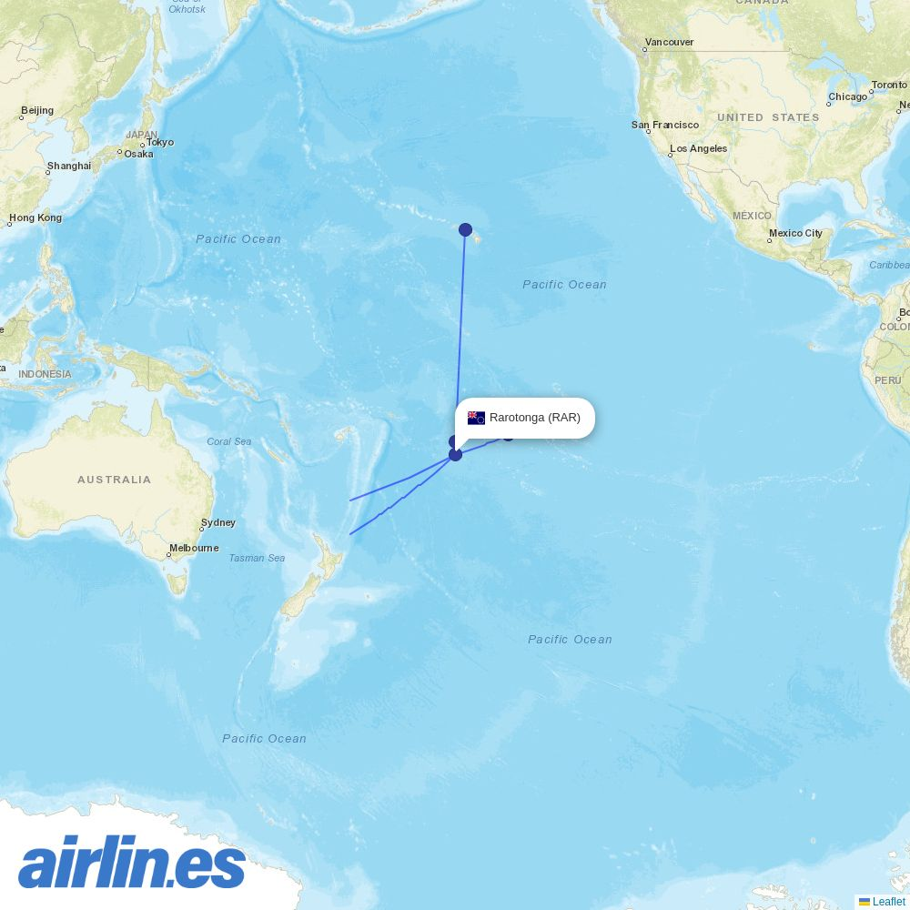Air Tahiti at RAR route map