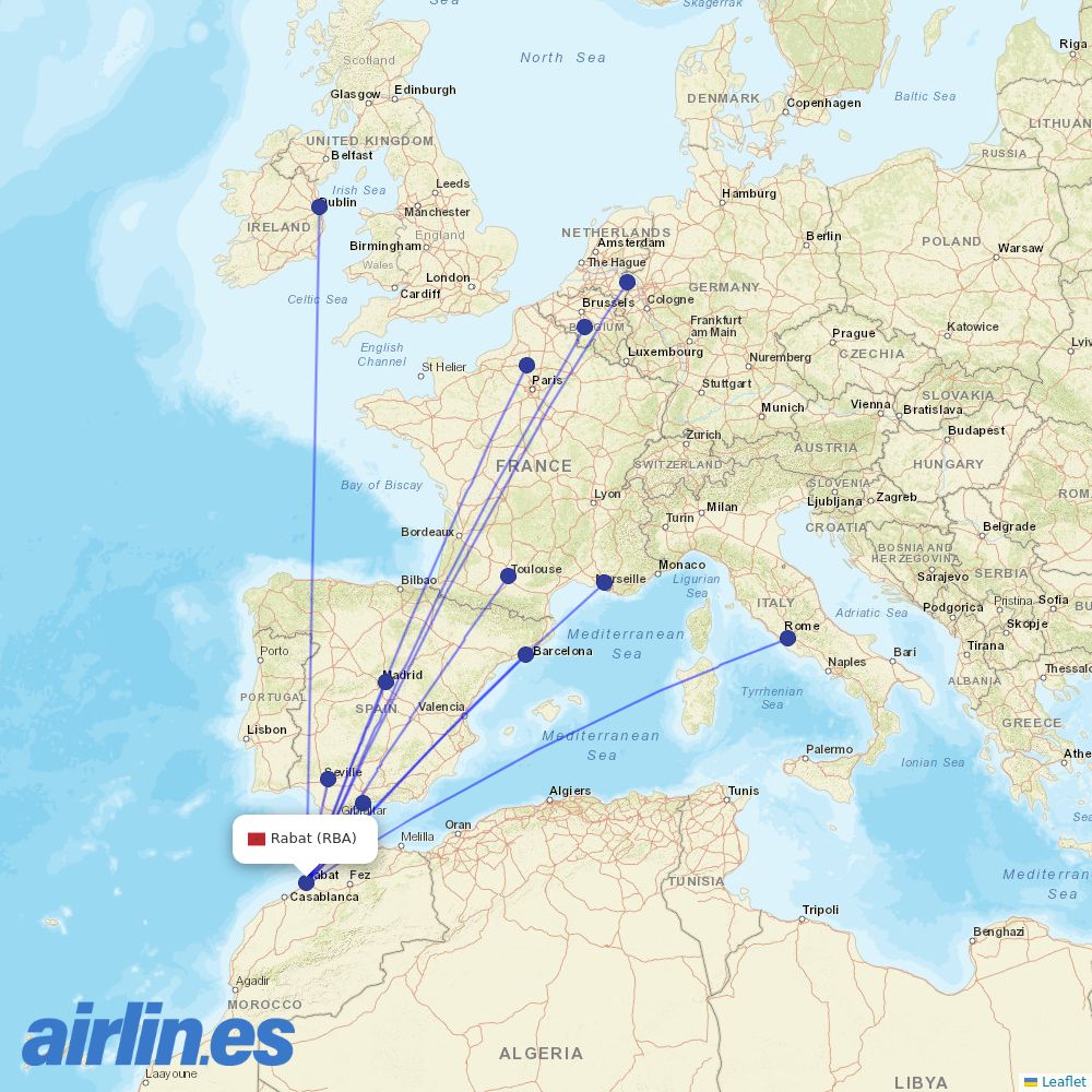 Ryanair from Sale destination map