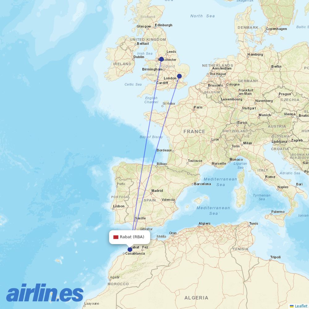 Ryanair UK at RBA route map