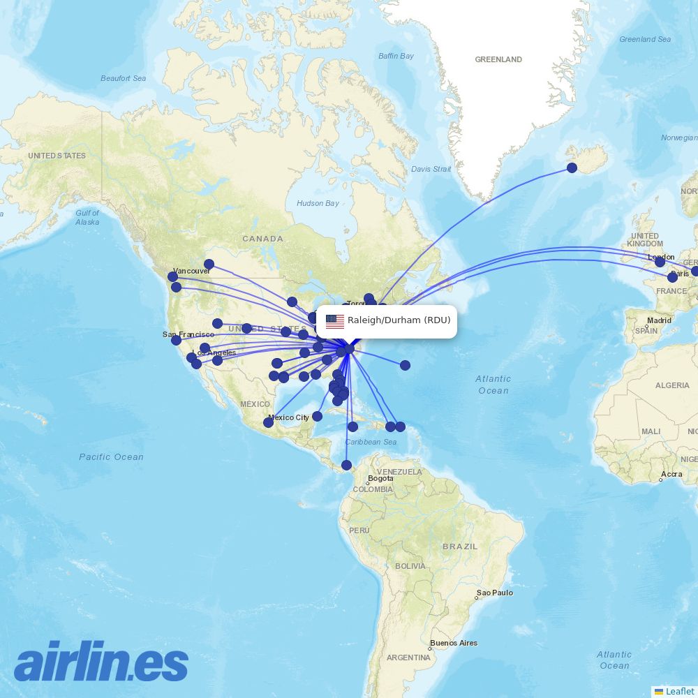 Breeze at RDU route map