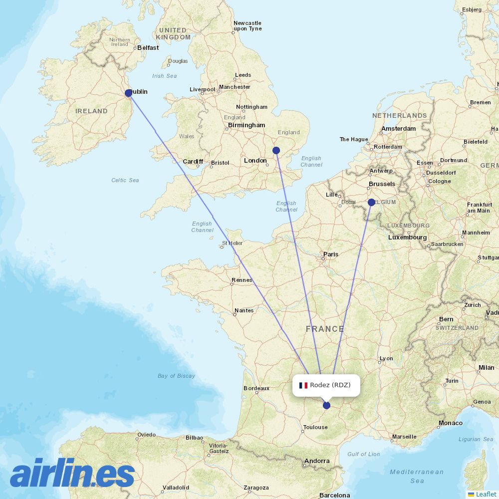 Ryanair from Marcillac destination map