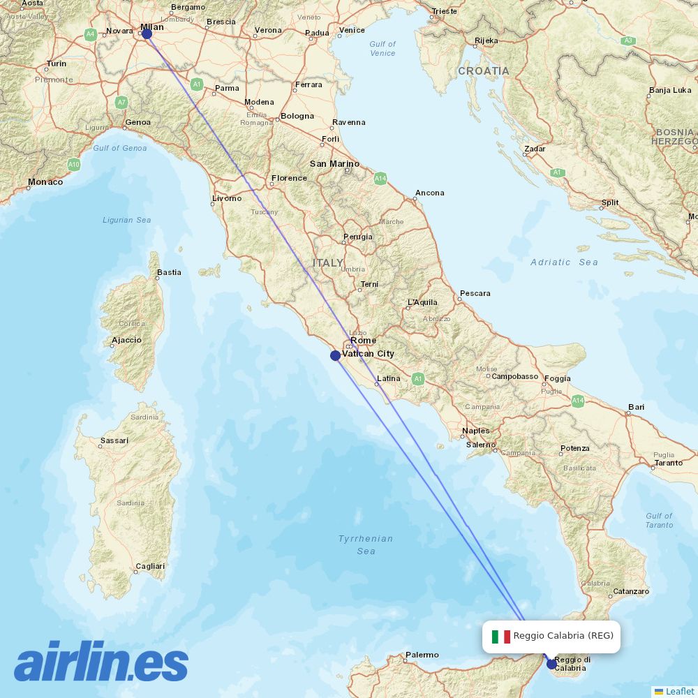 ITA Airways at REG route map