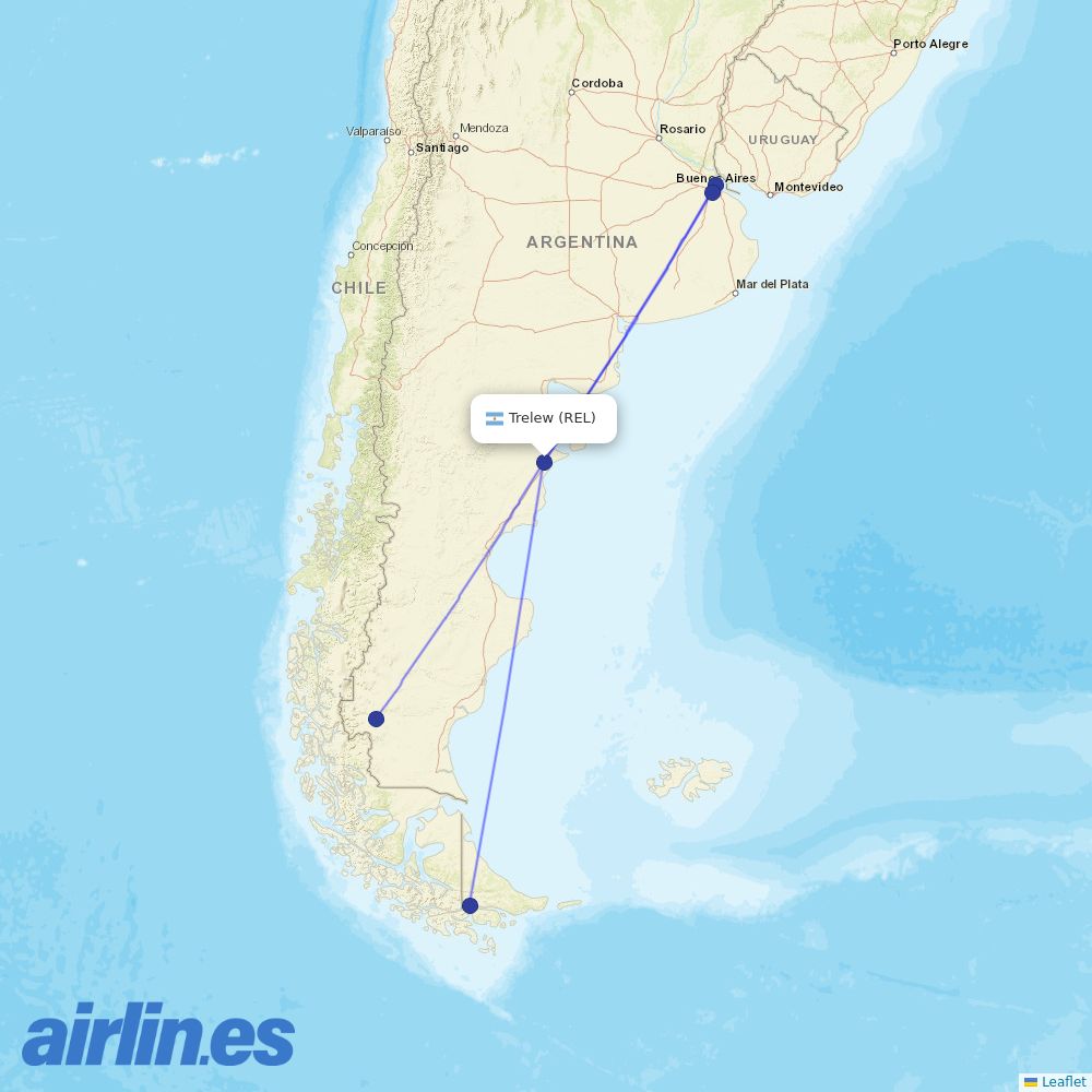 Aerolineas Argentinas from Almirante Zar destination map