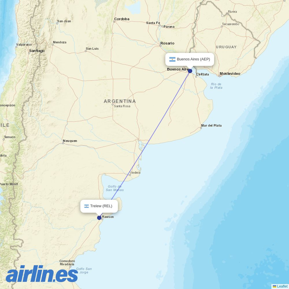 JetSMART from Almirante Zar destination map