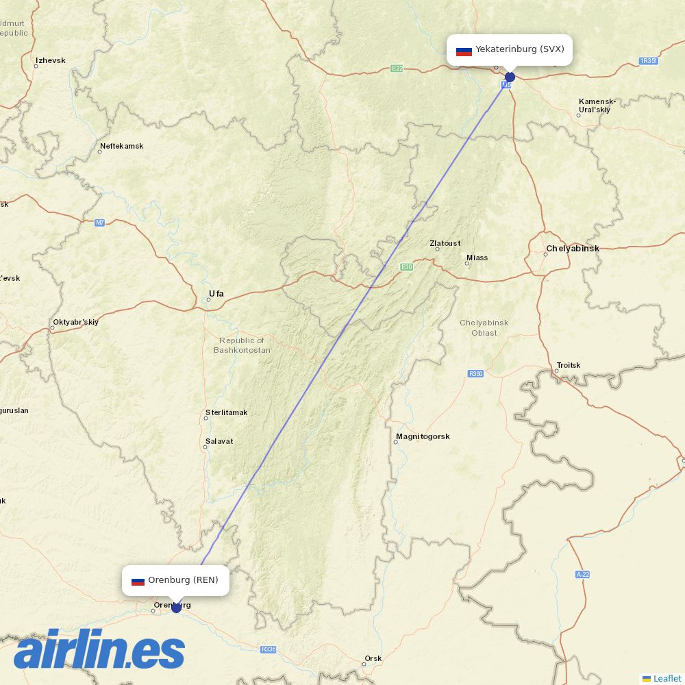 Red Wings from Orenburg destination map